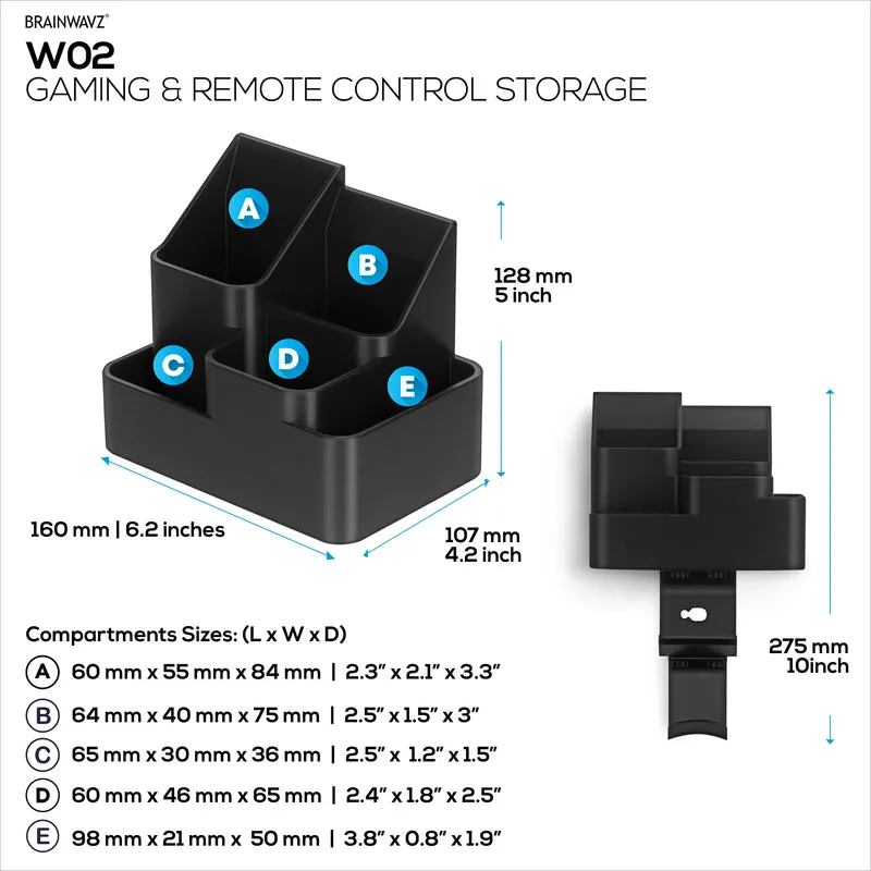 Organisateur mural pour télécommande et jeux – Support pour télécommande/téléphone portable avec supports amovibles pour casque et contrôleur
