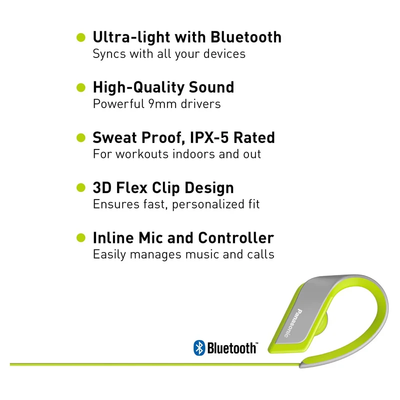 Panasonic WINGS Ultra-Light Wireless Bluetooth Sport Earphones - Yellow
