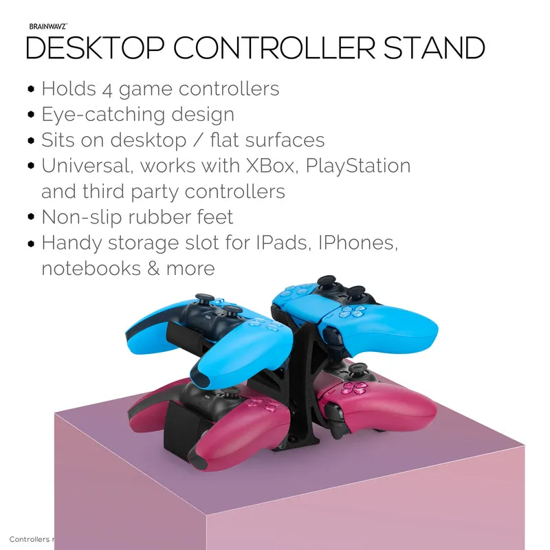 Support de manette de jeu de bureau - Peut contenir 4 manettes, support de manette de jeu pour PS5, Xbox, PlayStation, Nintendo, Legacy, Retro et plus