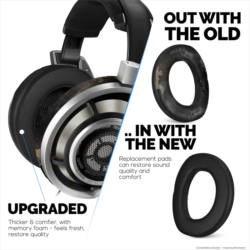 Coussinets d'oreille de remplacement pour casque de jeu Sennheiser HD800 et H800S, cuir PU, mousse à mémoire de forme, confort supplémentaire, amélioré, durable et longue durée de vie