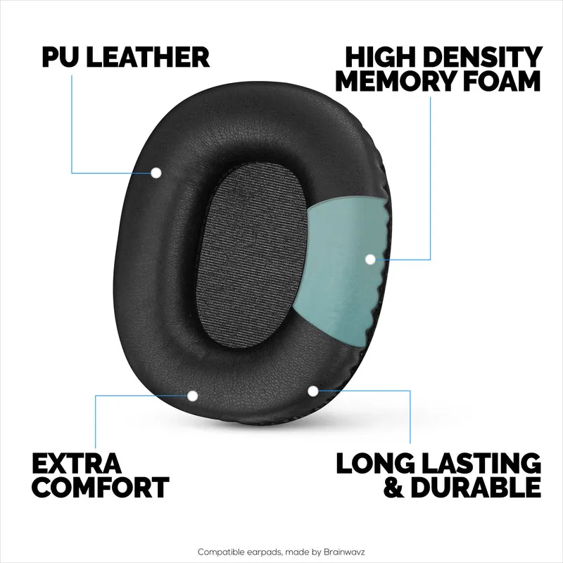 Coussinets d'oreille de remplacement pour casque Marshall Monitor / Monitor Bluetooth (1ère génération), cuir PU, mousse à mémoire de forme pour plus de confort, coussin d'oreille amélioré, durable et durable