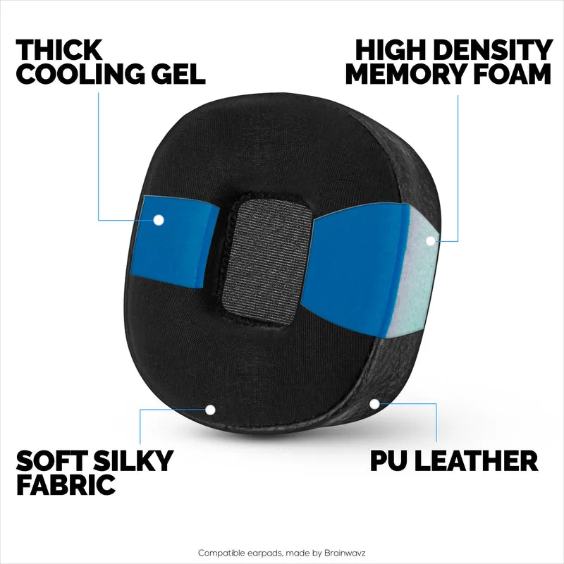 Coussinets d'oreille hybrides pour casque Marshall Major 3, gel froid, cuir PU et mousse à mémoire de forme plus épaisse pour un confort supplémentaire