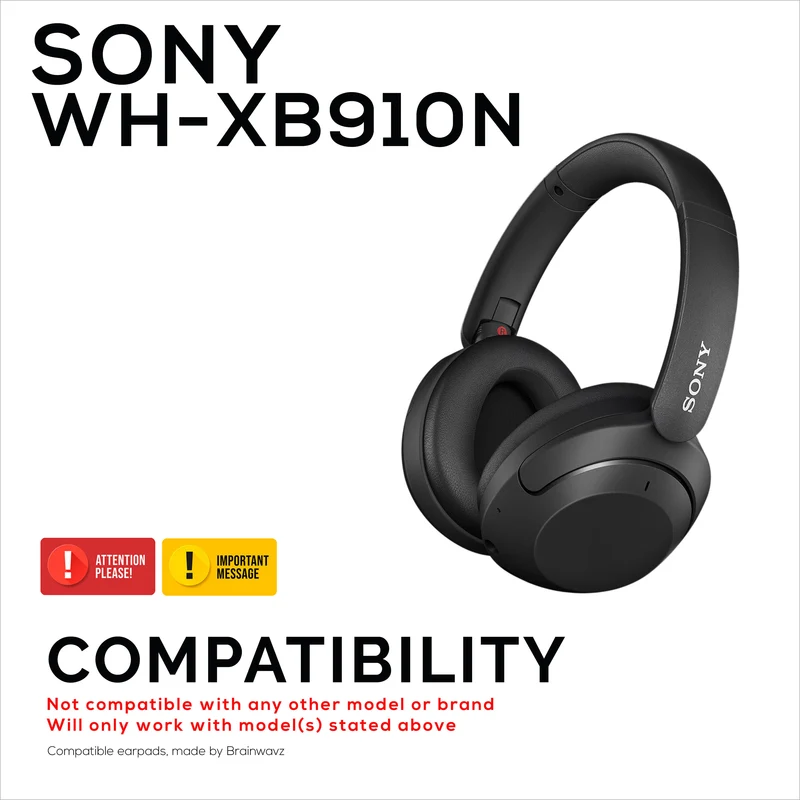 Coussinets d'oreille hybrides pour casque Sony WH-XB910N, gel froid, tissu ultra doux, cuir PU et mousse à mémoire de forme plus épaisse