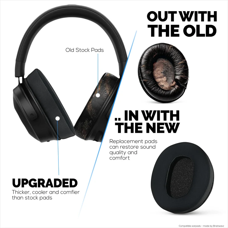 Coussinets d'oreille hybrides pour casque Razer Kraken PRO V3, gel froid, cuir PU et mousse à mémoire de forme plus épaisse