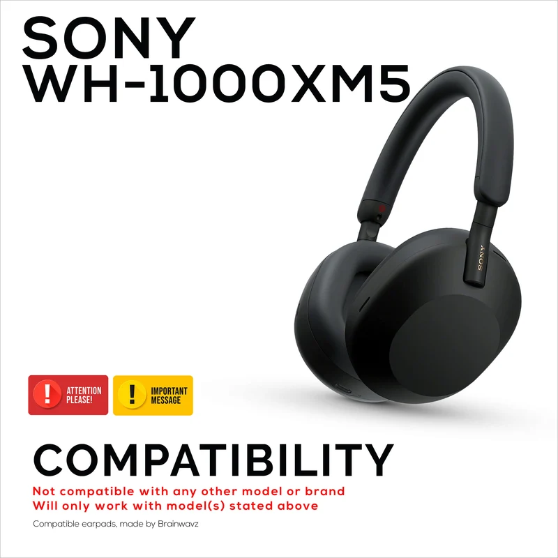 Coussinets d'oreille en peau de mouton pour casque Sony WH-1000XM5, cuir véritable souple, mousse à mémoire de forme, confort supplémentaire, coussinets d'oreille durables et durables