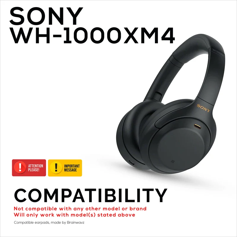 Coussinets d'oreille en peau de mouton pour casque Sony WH-1000XM4, cuir véritable souple, mousse à mémoire de forme, confort supplémentaire, durable et longue durée de vie