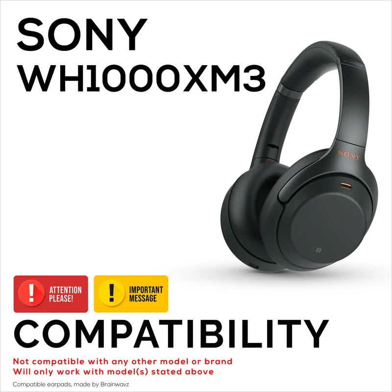 Coussinets d'oreille en gel hybride pour casque Sony WH-1000XM3, gel frais, tissu ultra doux, cuir PU et mousse à mémoire de forme plus épaisse
