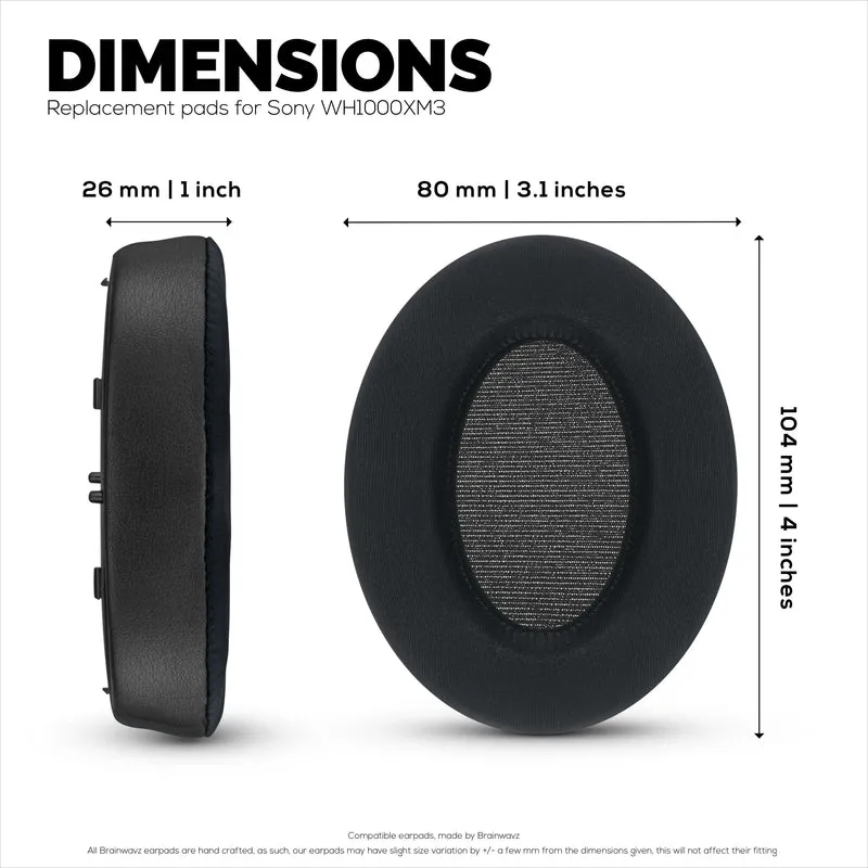 Coussinets d'oreille en gel hybride pour casque Sony WH-1000XM3, gel frais, tissu ultra doux, cuir PU et mousse à mémoire de forme plus épaisse