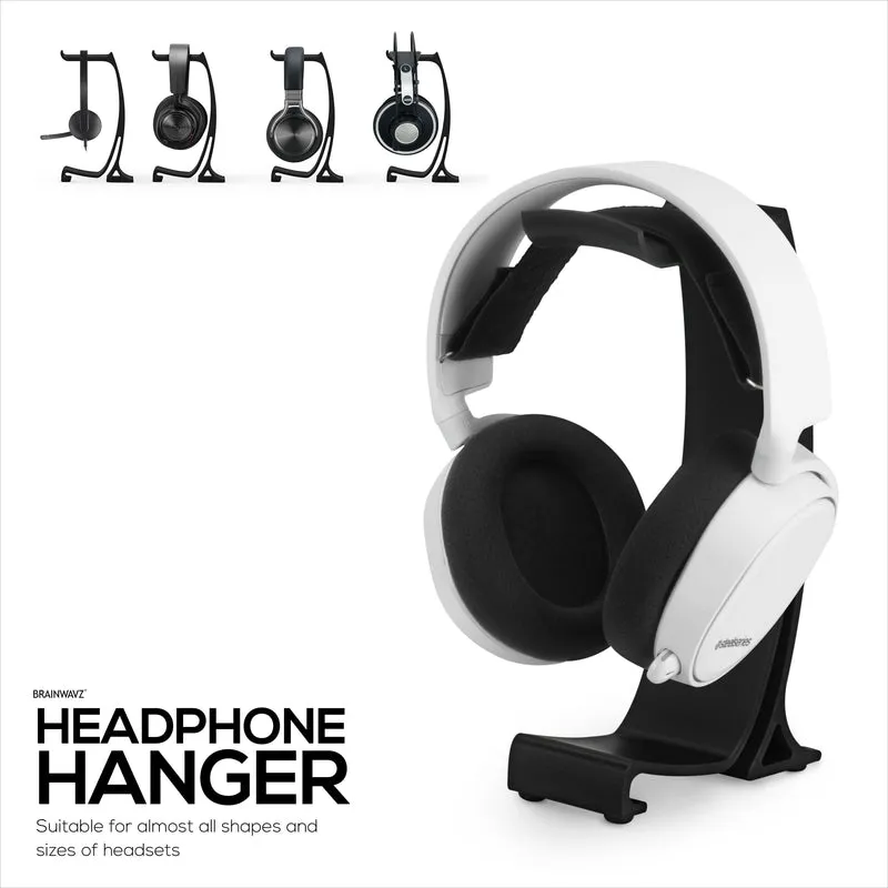 Support de casque de bureau - Support incurvé avec base antidérapante et gestion des câbles - Compatible avec SteelSeries, Sennheiser, Razer, Bose, Sony et plus