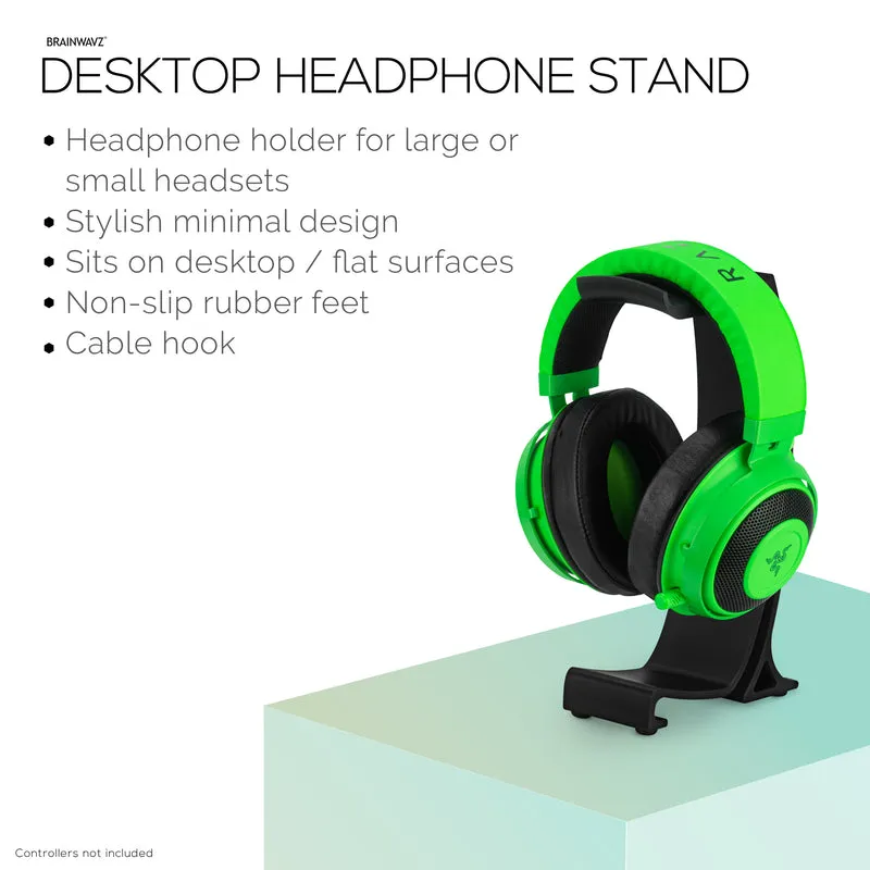 Support de casque de bureau - Support incurvé avec base antidérapante et gestion des câbles - Compatible avec SteelSeries, Sennheiser, Razer, Bose, Sony et plus