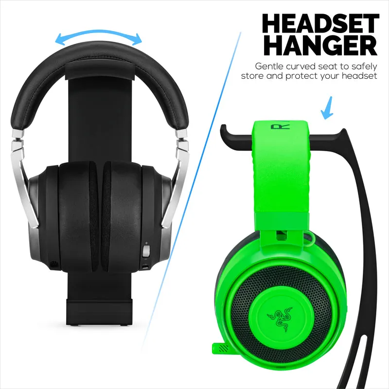 Support de casque de bureau - Support incurvé avec base antidérapante et gestion des câbles - Compatible avec SteelSeries, Sennheiser, Razer, Bose, Sony et plus