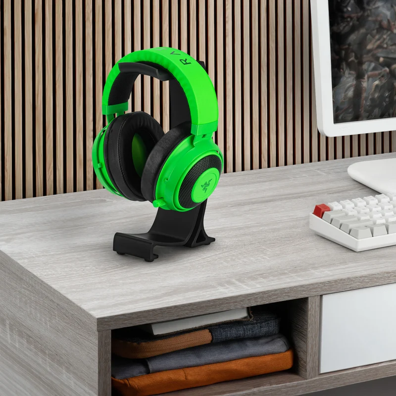 Support de casque de bureau - Support incurvé avec base antidérapante et gestion des câbles - Compatible avec SteelSeries, Sennheiser, Razer, Bose, Sony et plus
