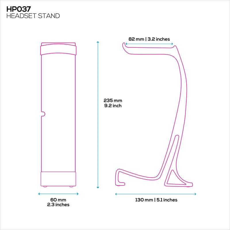 Support de casque de bureau - Support incurvé avec base antidérapante et gestion des câbles - Compatible avec SteelSeries, Sennheiser, Razer, Bose, Sony et plus