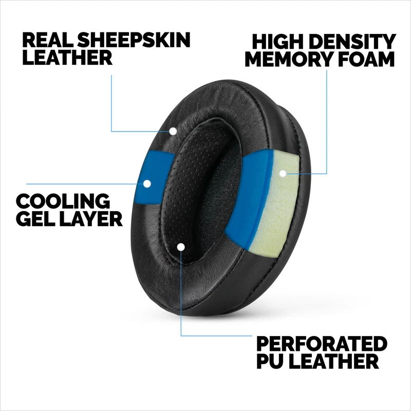 Coussinets d'oreille en gel en peau de mouton pour casques HyperX Cloud 1, 2 Wireless, Core, Flight S, Alpha S et plus, cuir souple, gel rafraîchissant, confort supplémentaire, durable et longue durée de vie