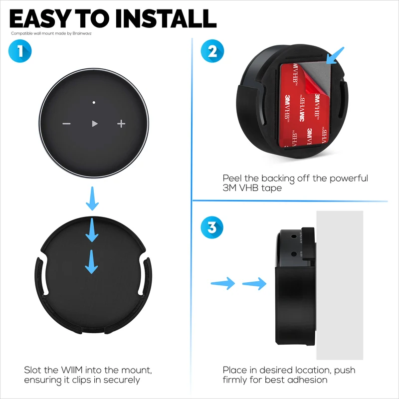 Support adhésif mural et sous bureau pour WiiM Mini AirPlay 2, ruban adhésif VHB résistant, support facile à installer