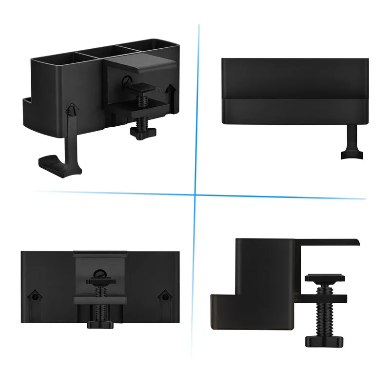 Support de suspension pour télécommande, papeterie, casque et téléphone pour tables et bureaux, facile à installer, pince réglable, convient à différentes tailles de télécommandes, stylos, crayons, casques, téléphones et plus encore