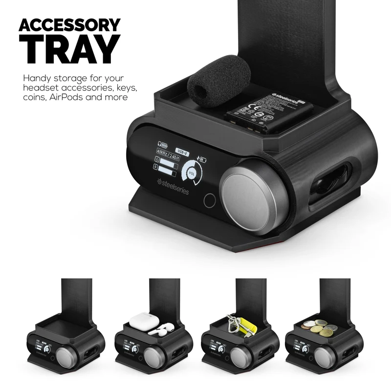Support pour casque conçu pour les casques Steelseries Arctis Nova Pro Wireless, Nova Pro Omni et Nova Elite, avec station d'accueil pour la station de base sans fil.