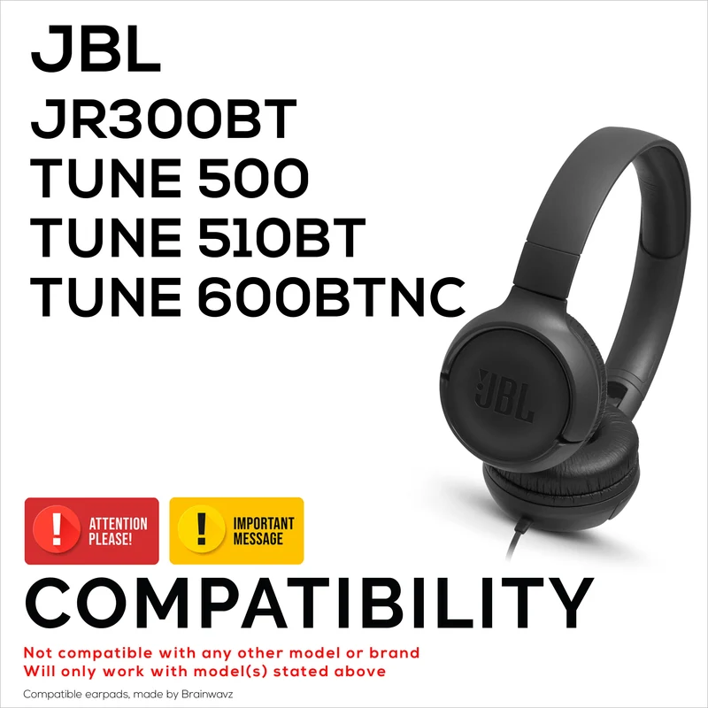 Coussinets d'oreille hybrides pour casques JBL JR300BT, TUNE 500, 510BT, 600BTNC, gel froid, tissu ultra doux, cuir PU et mousse à mémoire de forme plus épaisse