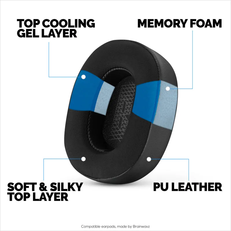 Coussinets d'oreille hybrides pour casques JBL E65 (E65BT E65BTNC), Live 650 (650NC 650BTNC), Live 660 (660NC 660BTNC) et Duet NC, gel froid, tissu ultra doux, cuir PU et mousse à mémoire de forme plus épaisse
