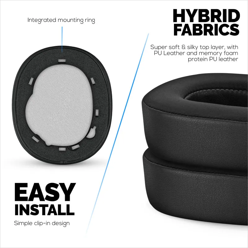 Coussinets d'oreille hybrides pour casques JBL E65 (E65BT E65BTNC), Live 650 (650NC 650BTNC), Live 660 (660NC 660BTNC) et Duet NC, gel froid, tissu ultra doux, cuir PU et mousse à mémoire de forme plus épaisse