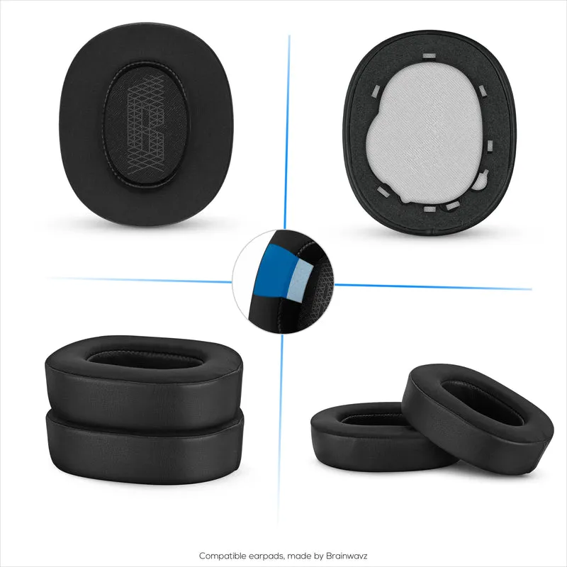 Coussinets d'oreille hybrides pour casques JBL E65 (E65BT E65BTNC), Live 650 (650NC 650BTNC), Live 660 (660NC 660BTNC) et Duet NC, gel froid, tissu ultra doux, cuir PU et mousse à mémoire de forme plus épaisse