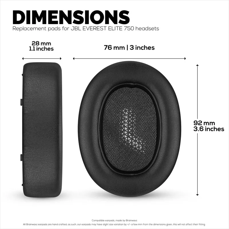 Coussinets de rechange pour casque JBL EVEREST ELITE 750 et 750NC - Cuir PU et mousse à mémoire de forme