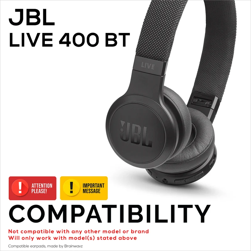 Coussinets de rechange pour casque JBL Live 400BT - Cuir PU et mousse à mémoire de forme