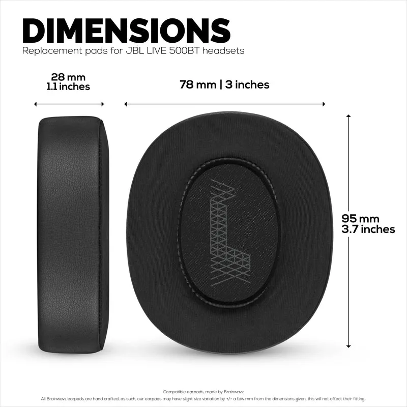 Coussinets d'oreille hybrides pour casque JBL LIVE 500BT, gel froid, tissu ultra doux, cuir PU et mousse à mémoire de forme plus épaisse
