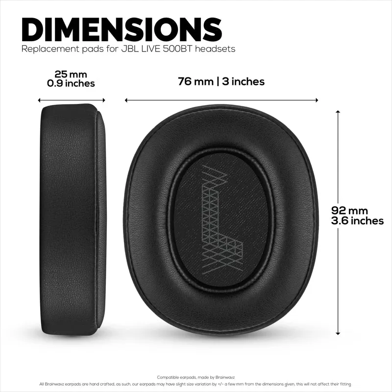Coussinets d'oreille de remplacement pour casque JBL 500BT - Coussin d'oreille en cuir PU et mousse à mémoire de forme