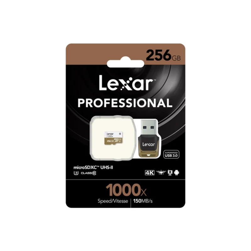 Lexar 256GB Professional 1000x microSDXC UHS-II Memory Card with USB 3.0 Card Reader