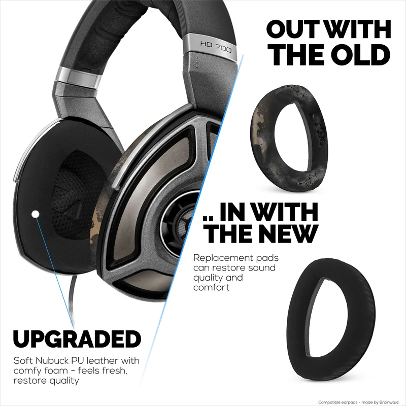 Coussinets de rechange pour casque Sennheiser HD700 - Cuir PU et mousse