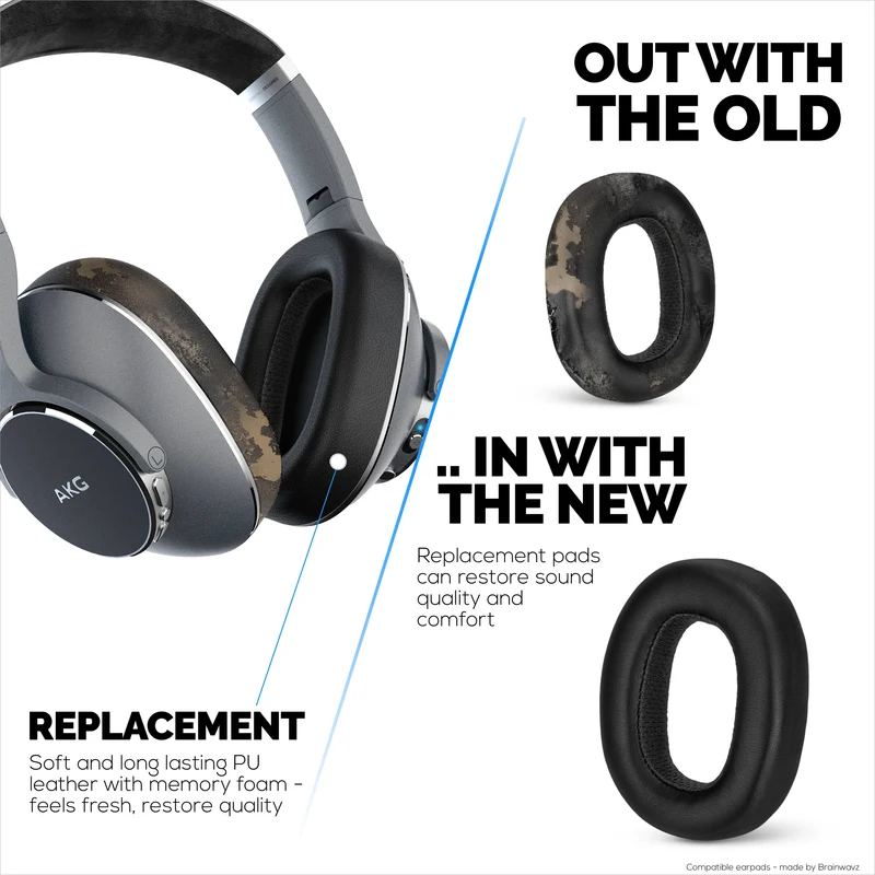 Coussinets de rechange pour casque AKG N700NC - Cuir PU souple et mousse à mémoire de forme