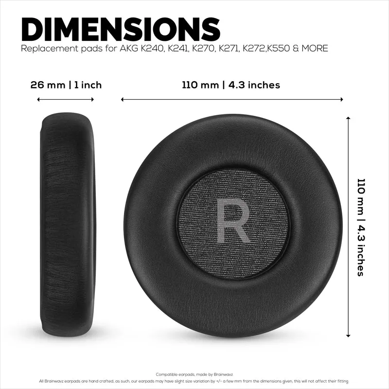 Coussinets de rechange pour casques AKG K240, K241, K270, K271, K272, K550, K551, K553 MKII MKIII - Cuir PU souple et mousse à mémoire de forme