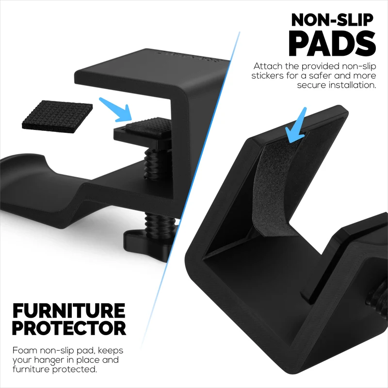 Brainwavz Paw – Support pour casque sous le bureau, à visser, facile à installer avec pince de montage réglable, convient à tous les casques