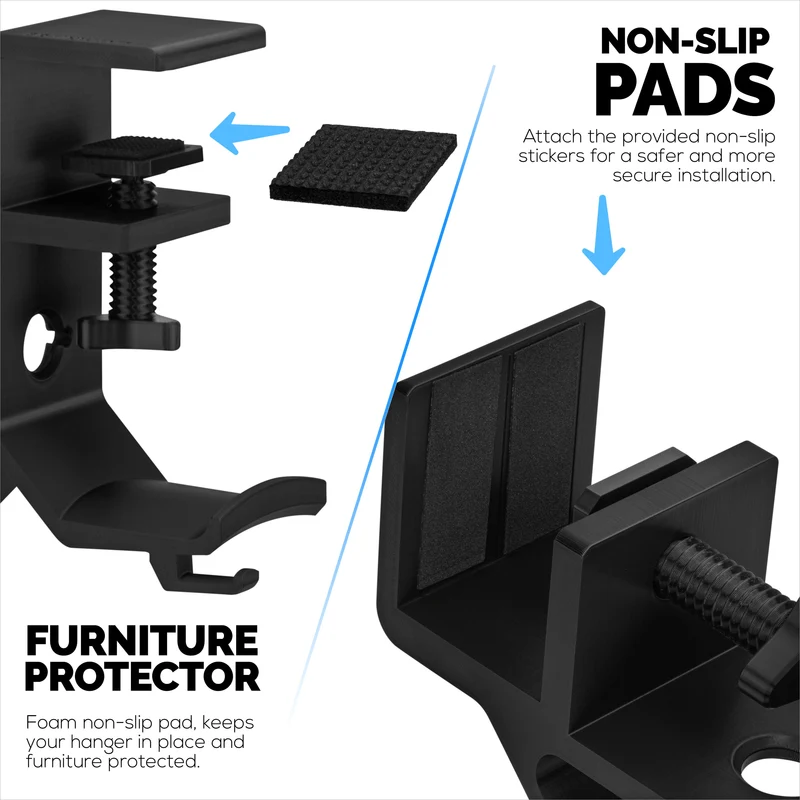 The Grebe - Support pour casque et double manette de jeu - Se fixe sur le côté du bureau, sous le support de casque de bureau, convient à tous les écouteurs et manettes de jeu