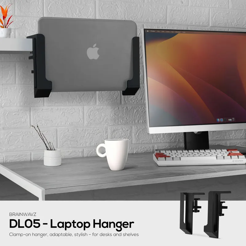 Support pour ordinateur portable pour côté du bureau, 1.2" / 31 mm, largeur réglable, idéal pour les MacBook, Surface, claviers, commutateurs, tablettes et plus encore