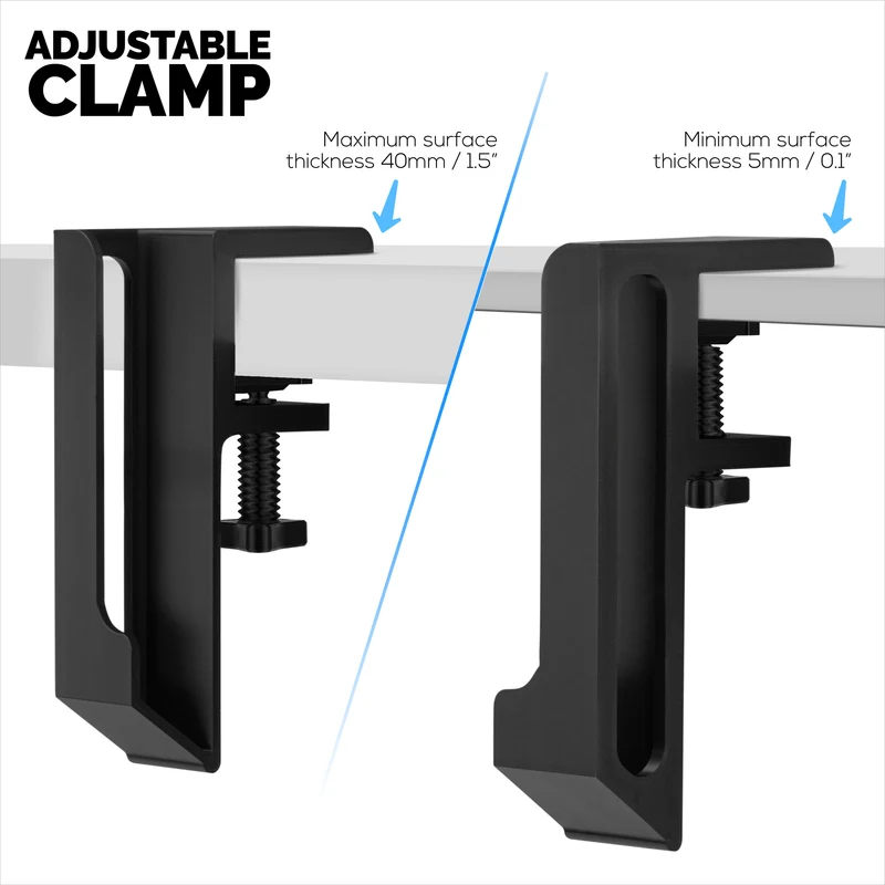 Support pour ordinateur portable pour côté du bureau, 1.2" / 31 mm, largeur réglable, idéal pour les MacBook, Surface, claviers, commutateurs, tablettes et plus encore