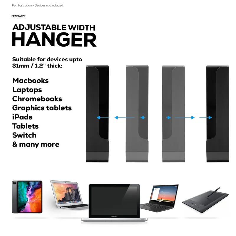 Support pour ordinateur portable pour côté du bureau, 1.2" / 31 mm, largeur réglable, idéal pour les MacBook, Surface, claviers, commutateurs, tablettes et plus encore