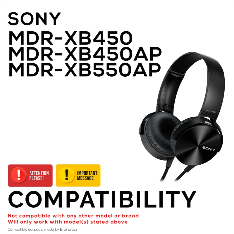 Oreillettes de remplacement pour écouteurs SONY MDR-XB450, XB450AP, XB550AP-cuir PU souple et mousse à mémoire de forme