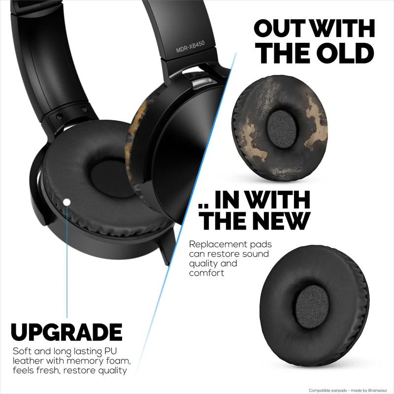 Oreillettes de remplacement pour écouteurs SONY MDR-XB450, XB450AP, XB550AP-cuir PU souple et mousse à mémoire de forme