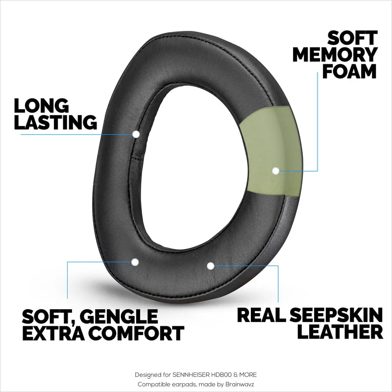 Oreillettes en peau de mouton pour écouteurs SENNHEISER HD800 et HD800S, haute qualité, cuir véritable souple et mousse à mémoire de forme