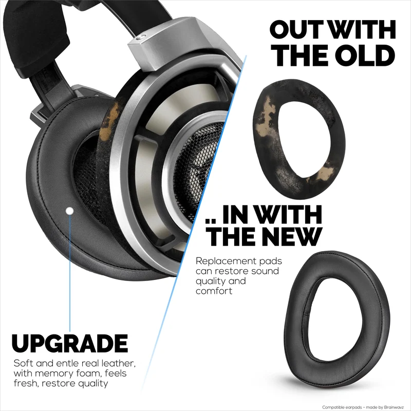 Oreillettes en peau de mouton pour écouteurs SENNHEISER HD800 et HD800S, haute qualité, cuir véritable souple et mousse à mémoire de forme