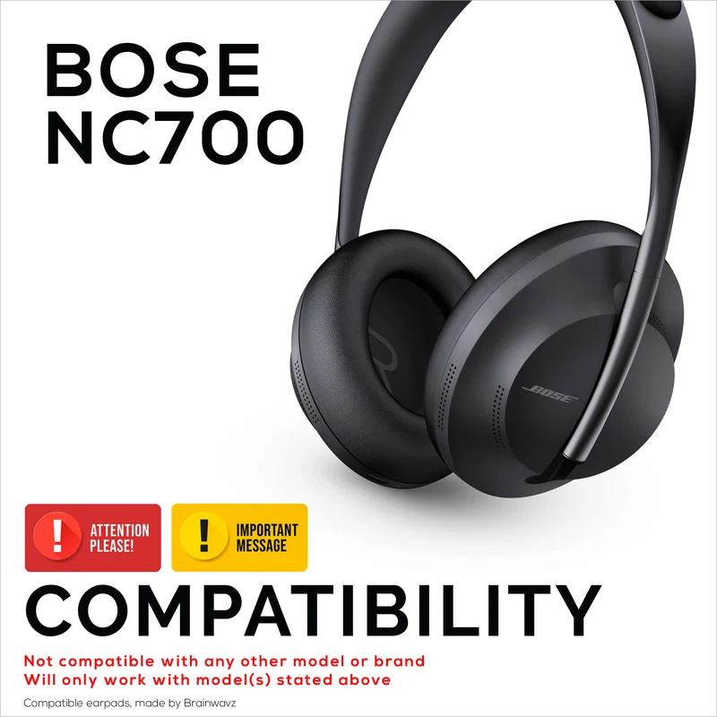 Oreillettes en peau de mouton pour écouteurs BOSE NC700, coussinets d'oreille en cuir souple et mousse à mémoire de forme de haute qualité pour un confort supplémentaire