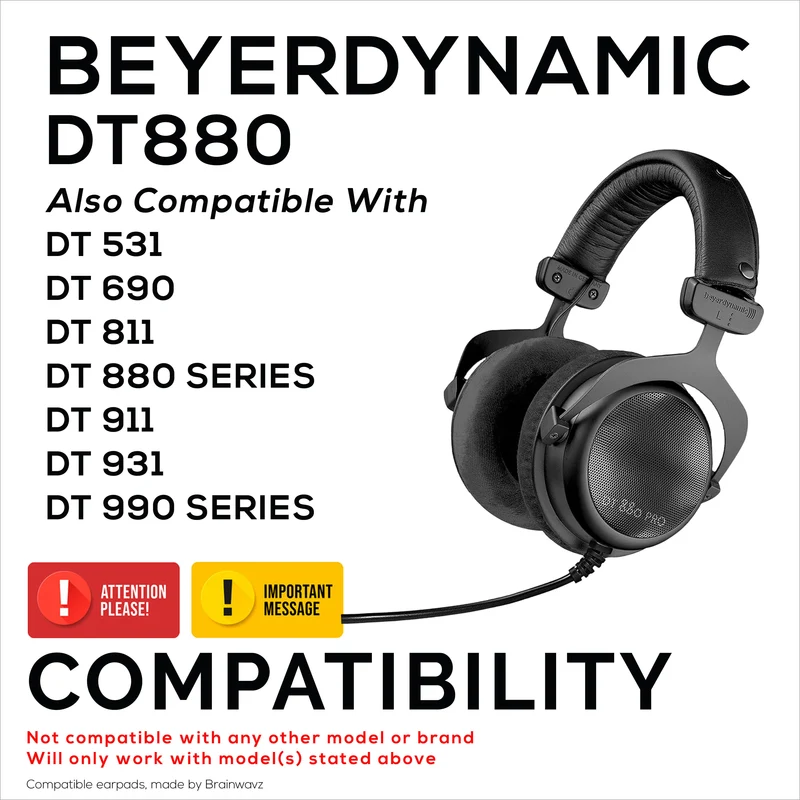 Oreillettes en peau de mouton pour écouteurs BEYERDYNAMIC DT880, DT531, DT690, DT811, séries DT880, DT911, DT931 et DT990