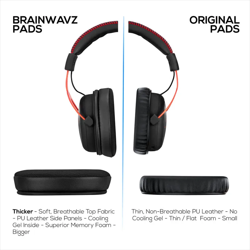Oreillettes hybrides pour casques HyperX Cloud 1, 2/2 sans fil, Core, Flight/Flight S, Alpha/Alpha S et plus encore, tissu doux et respirant, gel rafraîchissant, confort supplémentaire, durable et durable
