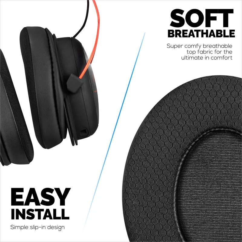 Oreillettes hybrides pour casques HyperX Cloud 1, 2/2 sans fil, Core, Flight/Flight S, Alpha/Alpha S et plus encore, tissu doux et respirant, gel rafraîchissant, confort supplémentaire, durable et durable
