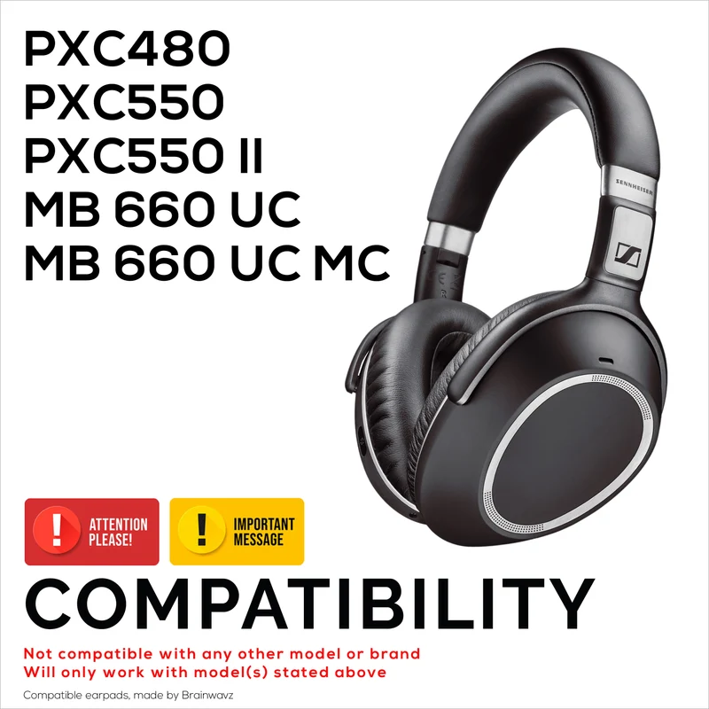 Oreillettes de remplacement pour écouteurs Sennheiser PXC480, PXC550, PXC 550-II, MB660 UC, MB 660 MC, coussins en cuir PU souple, installation facile et rapide