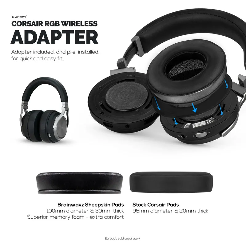 Coussinets en peau de mouton pour casque Corsair Virtuoso RGB (sans fil/XT/SE) – Mousse à mémoire de forme avec cuir de mouton souple