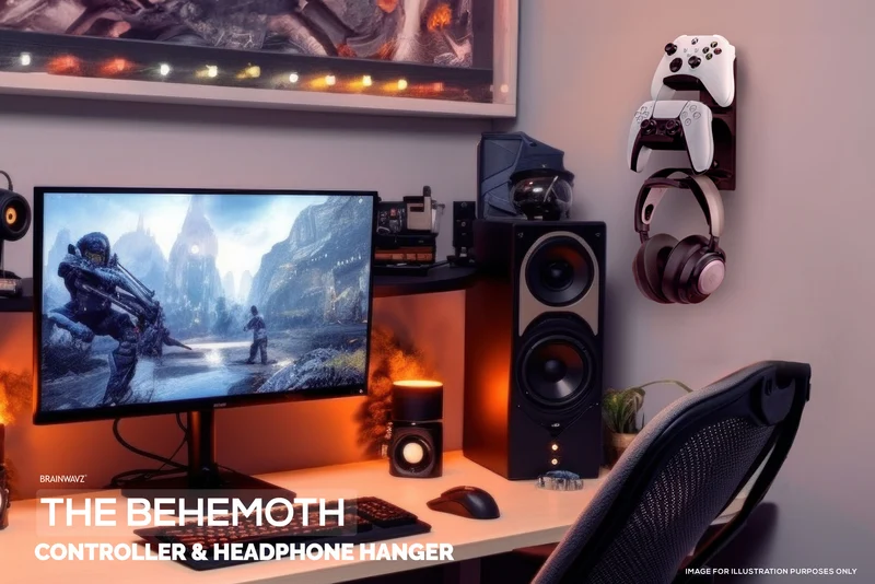 The Behemoth - Support mural pour manette de jeu et casque double - Conçu pour toutes les manettes de jeu et casques