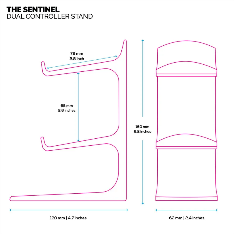 The Sentinel - Support de manette de jeu double pour bureaux, conception universelle pour toutes les manettes de jeu